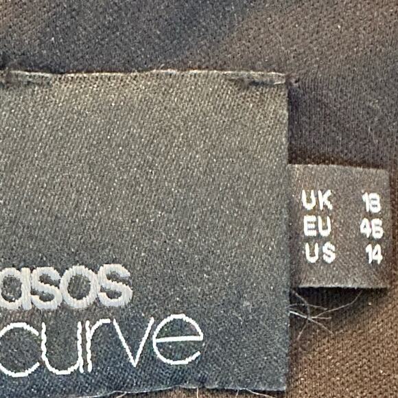 ASOS Curve Knee Length Faux Wrap Black Sequin Skirt Size 14 - Picture 3 of 9